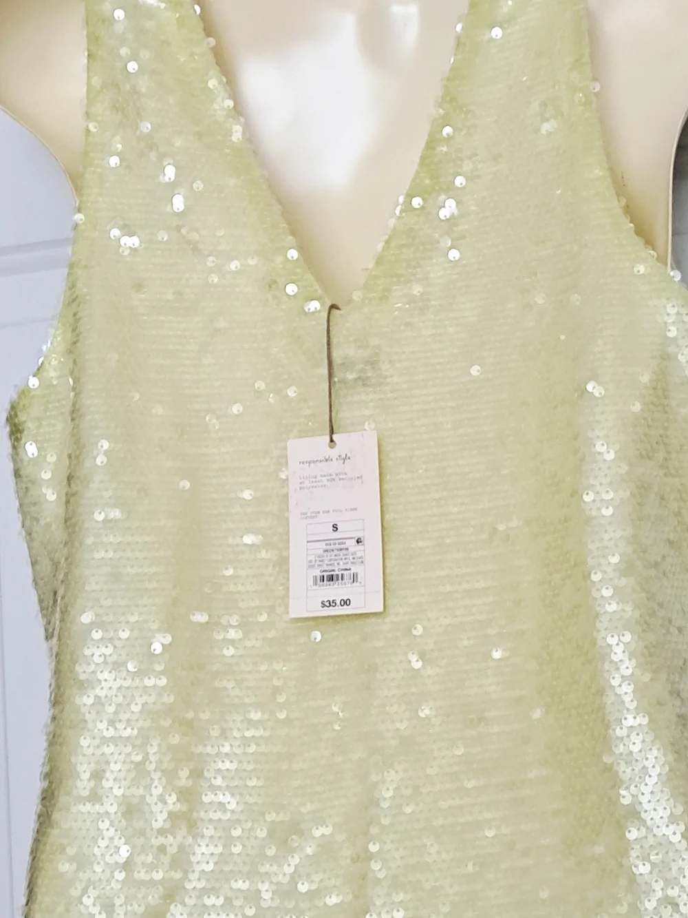 a new day Women's Pale Yellow Sequin V-Neck Mini Dress